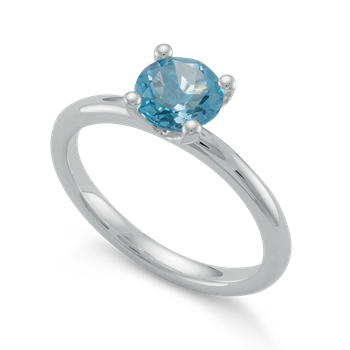 925 sterling sølv Rhodineret Ring blå topas 0,99 ct poleret, fra Bastian Inverun