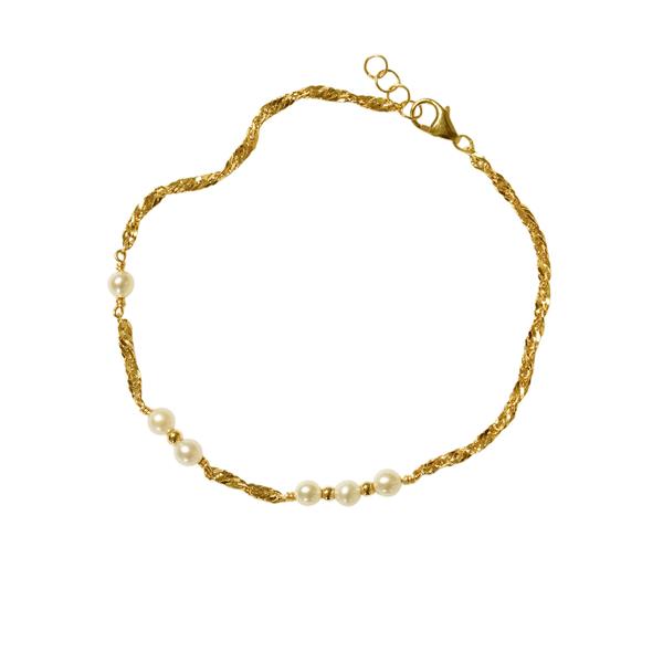 18kt armbånd og halskæde med Hvide Ferskvandsperler 42cm, fra San - Links of Joy