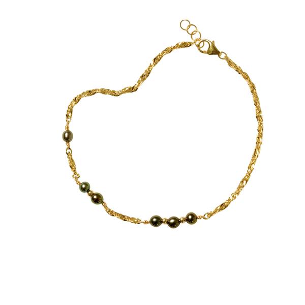 18kt armbånd og halskæde med Sorte Ferskvandsperler 45cm, fra San - Links of Joy