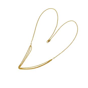 14kt halskæde med Ferskvandsperler 50cm, fra San - Links of Joy