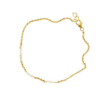 Armbånd eller halskæde i 14kt guld med Facetterede Hvide Diamanter 38cm, fra San - Links of Joy