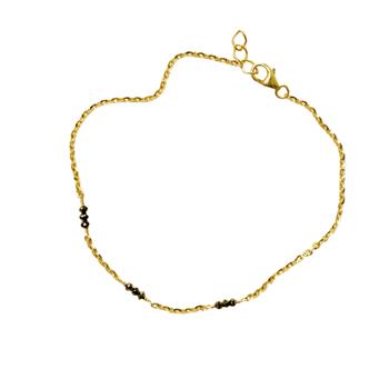 Armbånd eller halskæde i 14kt guld med Facetterede Sorte Diamanter 38cm, fra San - Links of Joy