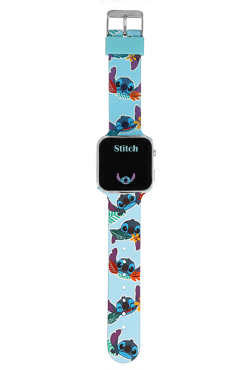 Disney Lillo & Stitch lyse blå LED ur, fra Støvring Design