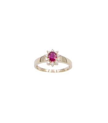 Ring 14 karat roset ring roset 0,48 carat med brillant 0,14 WSI, fra L&G