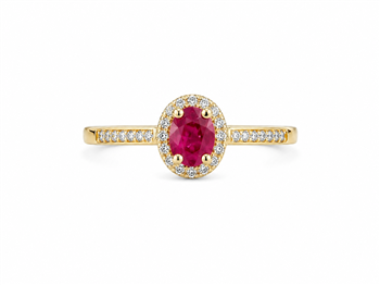 Ring 14 karat PETIT rubin med brillanter 0,06 carat WSI, fra L&G