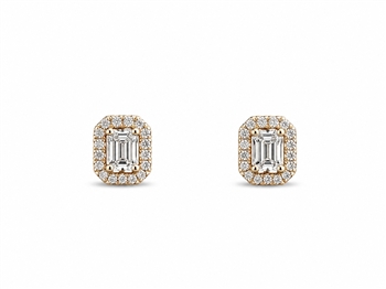 Ørestikker 14 karat SQUARE smaragd slib 0,48 carat med 0,15 brillanter rundt WSI, fra L&G