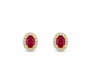 Ørestikker 14 karat PETIT rubin 0,07 carat brillanter WSI, fra L&G