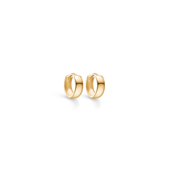 Guld creoler med glat, reflekterende overflade og klassisk afrundet design fra Støvring Design.