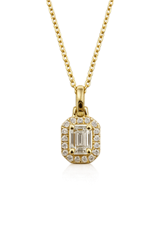 Vedhæng 14 karat SQUARE smaragd slib 0,26 carat brillanter rundt 0,06 carat WSI, fra L&G