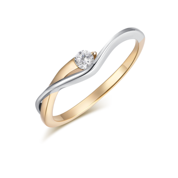 8 kt rød- og hvidgulds ring med zirkonia, Støvring Design
