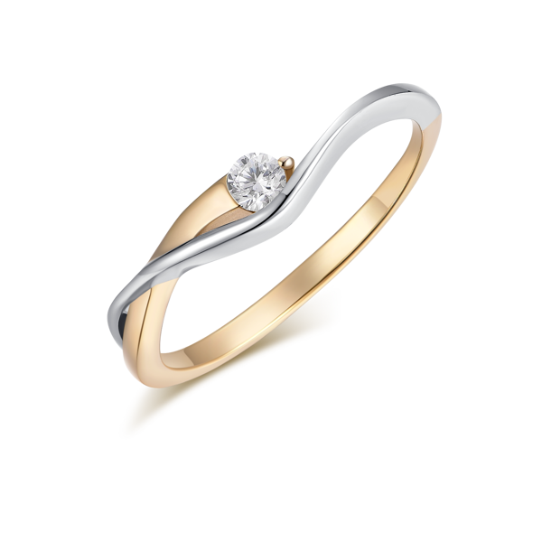 8 kt rød- og hvidgulds ring med zirkonia, Støvring Design