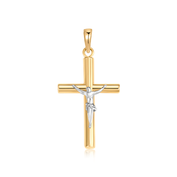 Guld vedhæng, kors med kristus, 21 x 14 mm