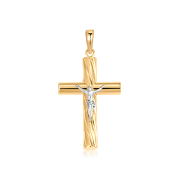 Guld vedhæng, kors med kristus, 25 x 17 mm