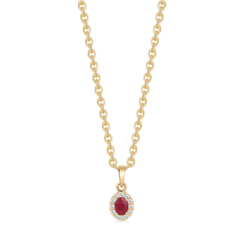 8 karat rubin vedhæng med 45 cm forgylddt halskæde