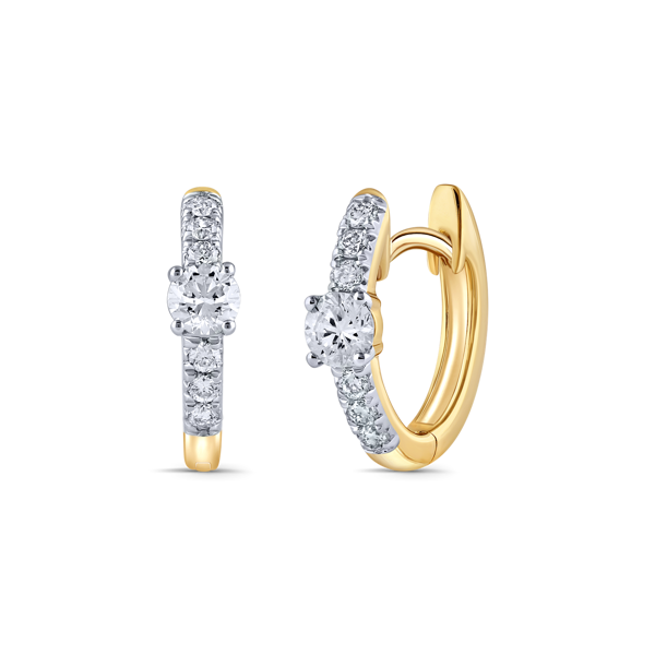 14 karat Guld creoler med funklende brillianter, fra Støvring Design