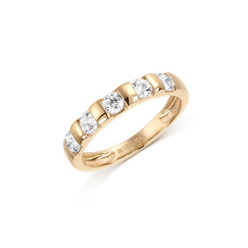 14 kt guld alliance ring med 5 zirkonia
