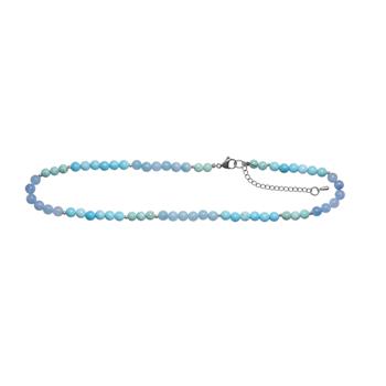 Blå spong quartz, Howlite, hematit  6mm - carabinlås 40+5cm, fra Heinzendorff