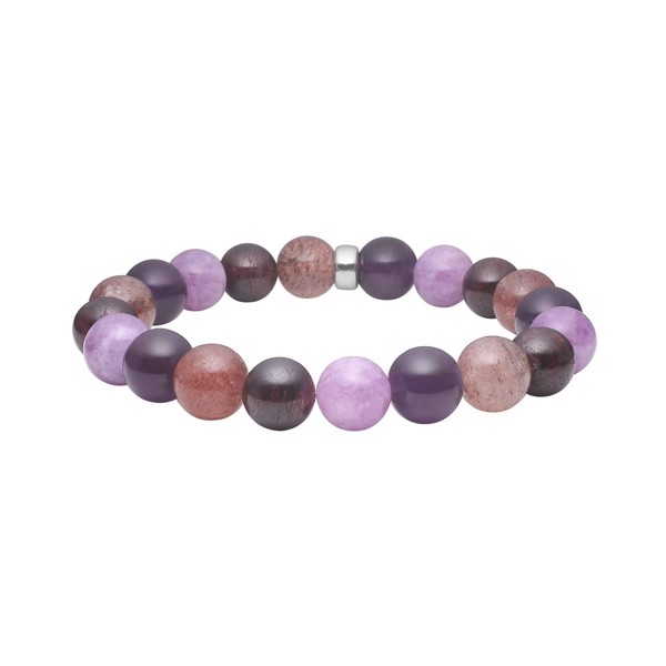 Amethyst, cherry quartz,  spong quartz, granat 12mm armbånd, fra Heinzendorff