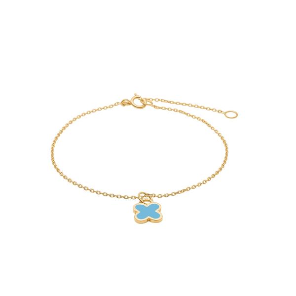 Forgyldt sølvarmbånd m/ blå epoxy, fra Noa Kids