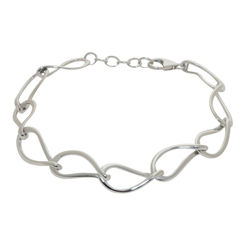 Rhod. sølvarmbånd m/dråbeformede lænker, fra Siersbøl