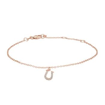 Rosaforgyldt sølv armbånd m/hestesko cz 7mm 17+3, fra Siersbøl