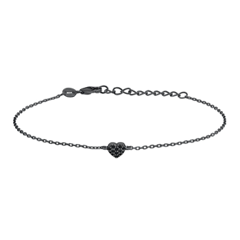 Sort rhd. sølv armbånd ALMANOR  17+3cm, fra Joanli Nor