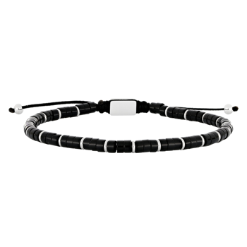 SON armbånd black onyx med stål 19-25cm, fra Son of Noa