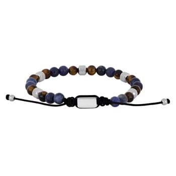 SON armbånd sodalite/yellow tiger eye og stål 8mm, fra Son of Noa