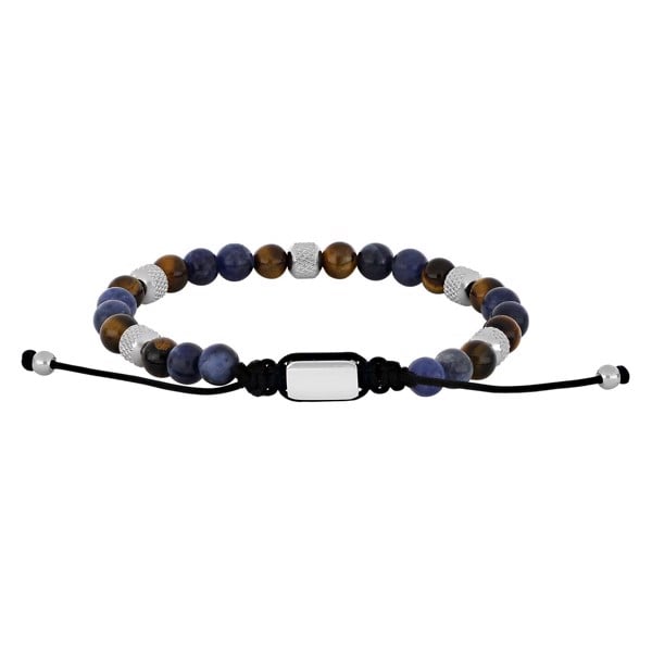 SON armbånd sodalite/yellow tiger eye og stål 8mm, fra Son of Noa