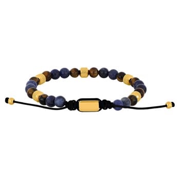 SON armbånd sodalite/yellow tiger eye og IP gold 8mm, fra Son of Noa