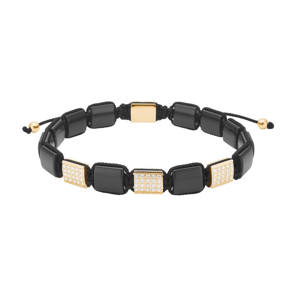 SON armbånd black agate / cz og IP gold, fra Son of Noa