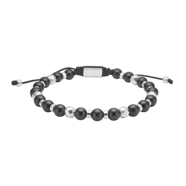 SON armbånd black agate og stål, fra Son of Noa