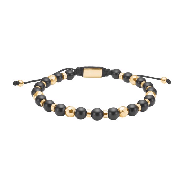 SON armbånd black agate og IP gold, fra Son of Noa