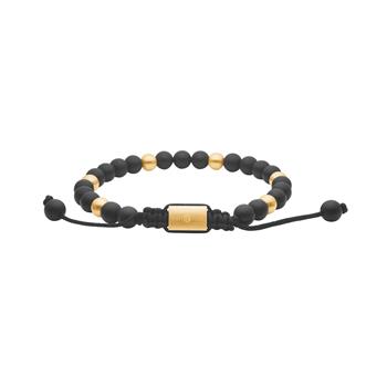 SON armbånd mat sort agate og stål IP gold, fra Son of Noa