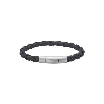 Son of Noa SON sort flettet læderarmbånd herre 6mm 23 cm