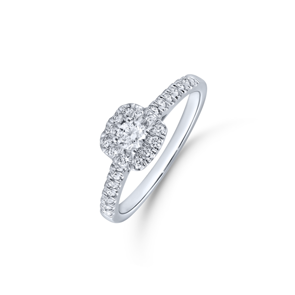 14 karat hvidguld ring med brillianter, fra Støvring Design