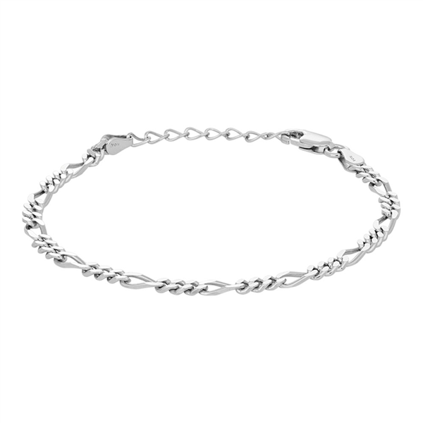 Rhd. sølv armbånd FIGARO52 3mm , fra Nordahl