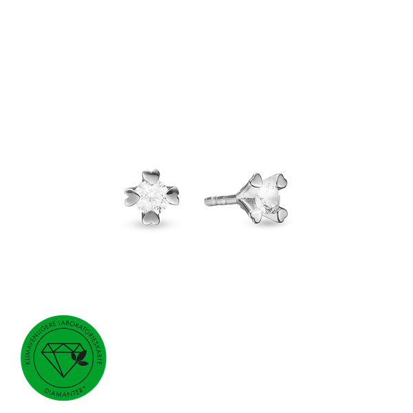 Mary ørestik 8k, hv lg diamant 2x0,20ct, fra aagaard
