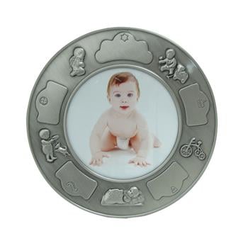 Fortinnet fotoramme (rund) m/ drenge, fra Noa Kids