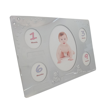 Forkromet fotoramme m. graveringsfelter, fra Noa Kids