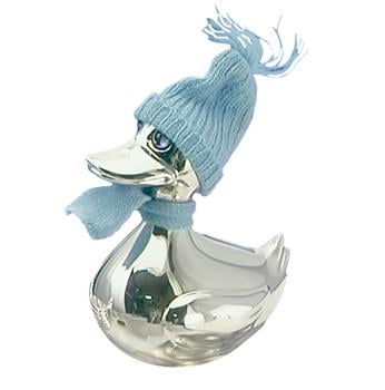 Forsølvet sparebøsse and m/ blåt tøj, fra Noa Kids