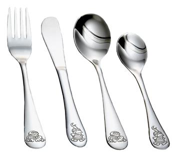 Rustfrit stål bestik m/ Kaj & Andrea, fra Noa Kids