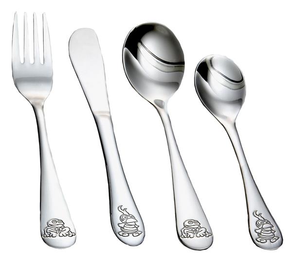 Rustfrit stål bestik m/ Kaj & Andrea, fra Noa Kids
