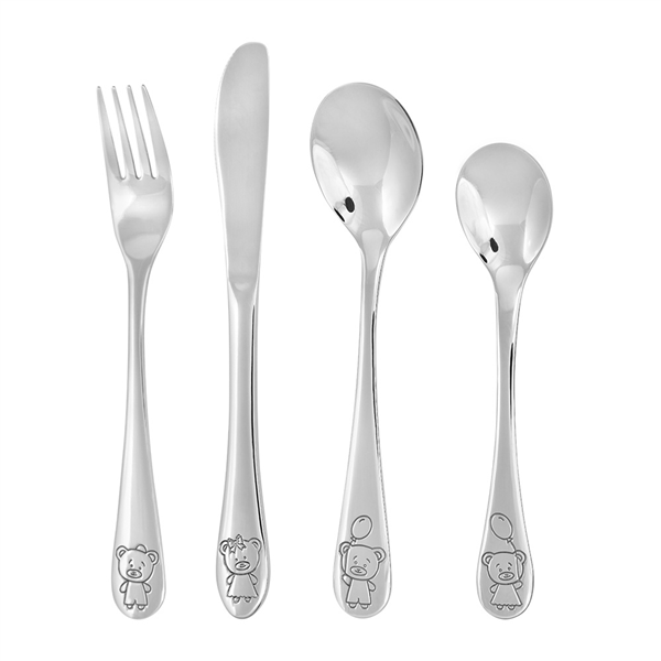 Rustfrit stål bestik m/ bamser, fra Noa Kids