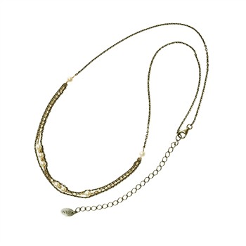Halskæde i sterlingsølv m.14kt guld & ferskvandsperler 42+8 cm, fra San - Links of Joy
