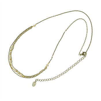 Halskæde i sterlingsølv m.14kt guld & ferskvandsperler 42+8 cm, fra San - Links of Joy