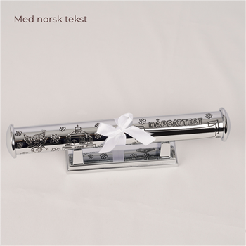 Forkromet dåbsrør med fod - NORSK, fra Noa Kids