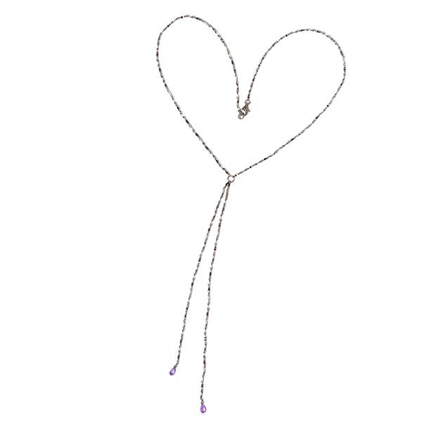 Halskæde i rhodineret sterlingsølv med ametyst 42cm, fra San - Links of Joy