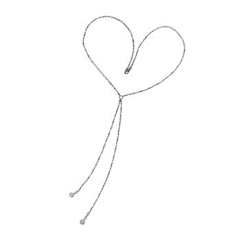 Halskæde i rhodineret sterlingsølv med ferskvandsperler 40cm, fra San - Links of Joy