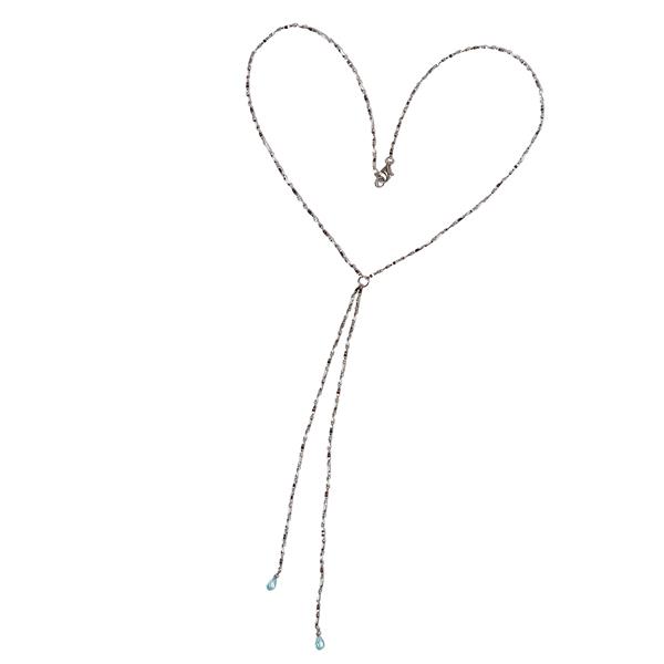 Halskæde i rhodineret sterlingsølv med topas 50cm, fra San - Links of Joy